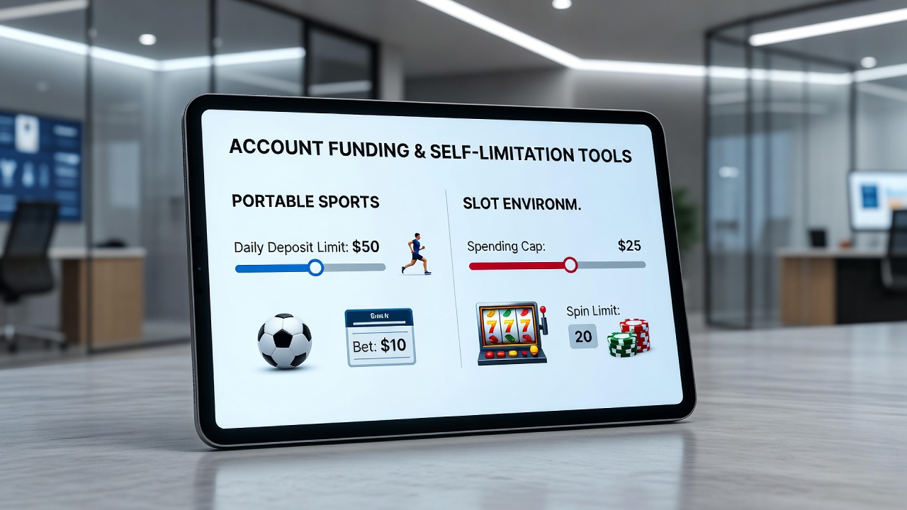 Close-up of a mobile screen displaying self-limitation dashboard connected to various deposit methods