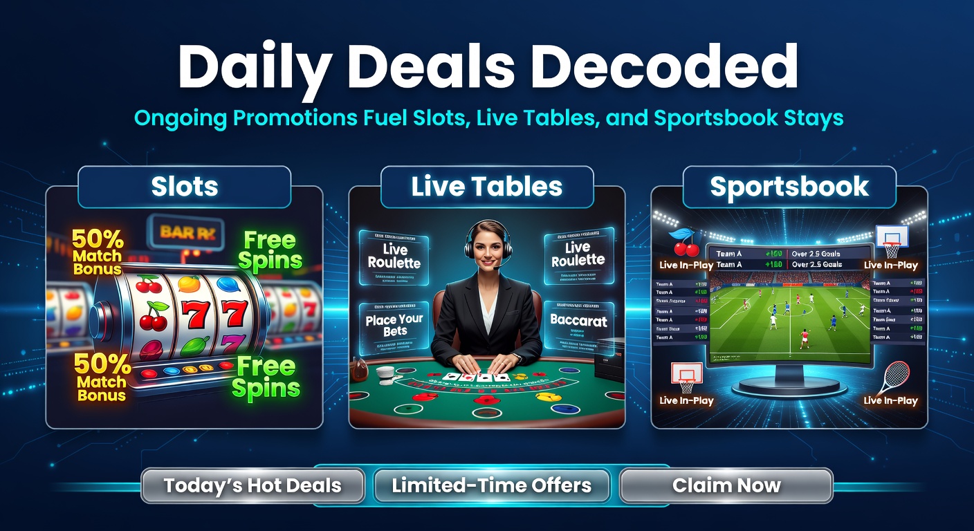 Vibrant display of slot machines, live dealer tables, and sportsbook interfaces highlighting daily promotion banners