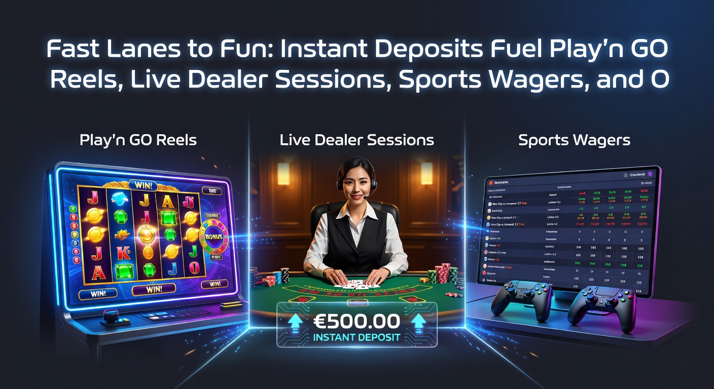 Live dealer at a blackjack table interacting with players, overlaid with instant deposit icons and sports wager odds