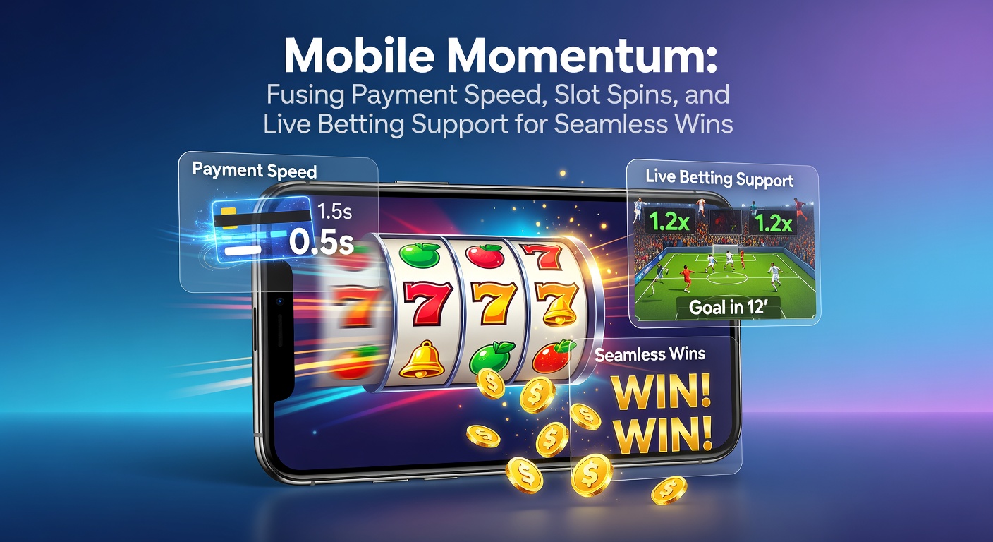 Close-up of fingers tapping a mobile screen to spin colorful slot reels, with payment confirmation pop-up and live chat bubble visible in the background