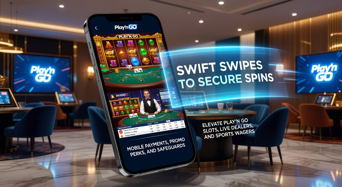 Vibrant mobile screen displaying swift payment options alongside spinning Play'n GO slots and live dealer tables, highlighting seamless integration of payments, promotions, and safety features in online gaming